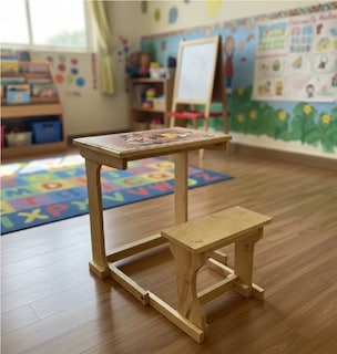 Foto 2 | Foto 2 | Pupitre Natural Infantil Niña Mesa Banco De Madera Niña