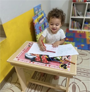 Foto 3 | Foto 3 | Pupitre Natural Infantil Niña Mesa Banco De Madera Niña