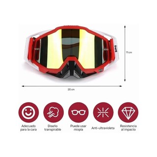 Foto 4 | Foto 4 | Gafas De Motocross Belug Rzr Moto - Gafas De Motocicleta Rojo