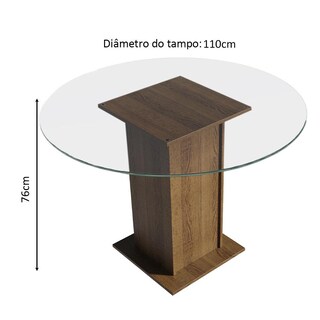 Foto 3 | Foto 3 | Mesa de Comedor Madesa Redonda con Tapa de Vidrio 5325 Marrón