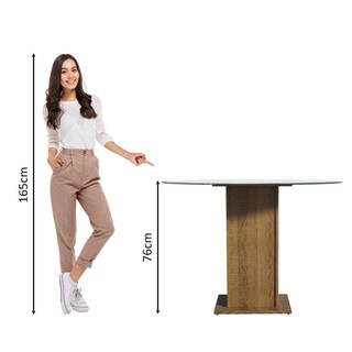 Foto 4 | Foto 4 | Mesa de Comedor Madesa Redonda con Tapa de Vidrio 5325 Marrón