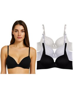 Foto 1 | Foto 1 | Paquete Con 3 Brasieres De Algodón Doble Push Up Aumenta Hasta 2 Tallas