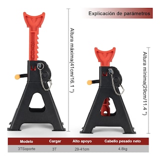 Foto 2 | Foto 2 | Torre Auto Lab.G 2 Piezas Doble Seguro Altura 3 Toneladas 29-41 cm Negro
