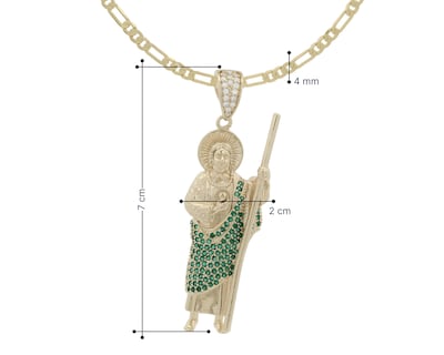 Foto 6 | Foto 6 | Collar San Judas Tadeo Grande Circonias Verdes 60cm Chapa De Oro 18k Horoz Ch123