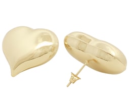 Arete Corazón Liso Pulido Dorado Chapa De Oro 18k Horoz Ch558