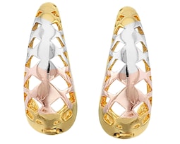 Arete Huggie Filigrana 3 Colores Chapa de Oro 18k Horoz Ch788