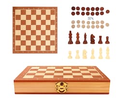 Ajedrez De Madera 2 En 1 Plegable 24 X 24 Cm Bluelander