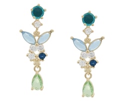 Arete Colgante Mariposa Tonos Pastel Chapa de Oro 18k Horoz Ch553