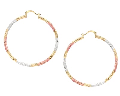 Foto 1 | Foto 1 | Arracada Grande Trenza en 3 Colores Chapa de Oro 18k Horoz Ch800