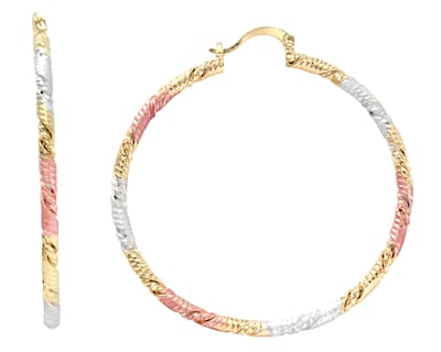 Foto 2 | Foto 2 | Arracada Grande Trenza en 3 Colores Chapa de Oro 18k Horoz Ch800