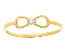 Anillo Infinito Liso con Circonia Central #7 Oro 14k Horoz V12 C9767