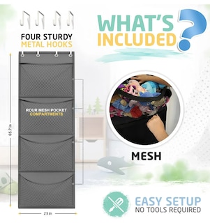 Foto 4 | Foto 4 | Organizador de Juguetes Xtellar Colgante con Bolsillos de Malla Gris