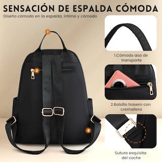 Foto 4 | Foto 4 | Mochila Negro Mujer Con Estilo Moderno Y Remaches Dorados Eo Safe Imports Esi-23415 Negro