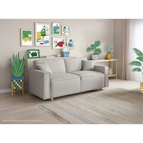 Sofá Cama Makora Abbot Gris Claro Lino Memory Foam Respaldo Con Reclinable De 3 Posiciones