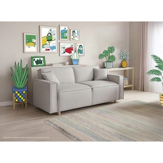 Foto 1 | Foto 1 | Sofá Cama Makora Abbot Gris Claro Lino Memory Foam Respaldo Con Reclinable De 3 Posiciones