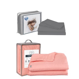 Foto 1 | Foto 1 | Colcha Trinity Color Rosa + Sábanas Basic Matrimonial