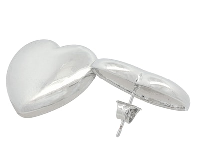 Foto 3 | Foto 3 | Arete Corazón Liso Pulido Rodio Chapa de Oro 18k Horoz CH557