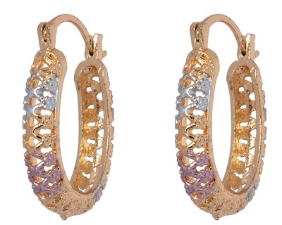 Foto 1 | Foto 1 | Arracada Perforada Oval 3 Colores Chapa de Oro 18k Horoz CH792