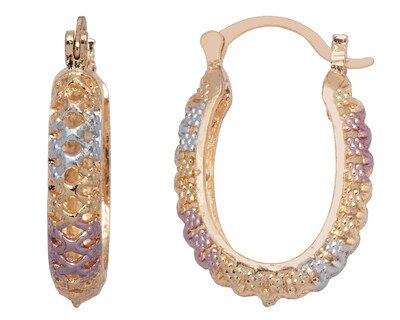 Foto 2 | Foto 2 | Arracada Perforada Oval 3 Colores Chapa de Oro 18k Horoz CH792