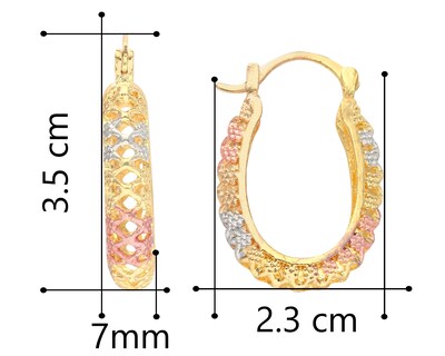 Foto 4 | Foto 4 | Arracada Perforada Oval 3 Colores Chapa de Oro 18k Horoz CH792