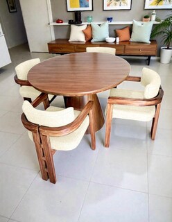 Foto 5 | Foto 5 | Comedor Moderno De Madera Circular Para 4 Personas Color Beige