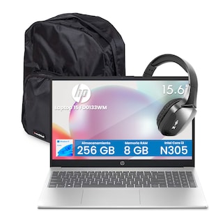Foto 1 | Foto 1 | Laptop HP 15-FD0133WM Intel Core i3-N305 8GB RAM 256GB SSD 15.6” FHDd Windows 11 Home + Audífonos Bluetooth y Mochila