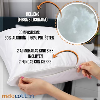 Foto 2 | Foto 2 | Paquete De 2 Almohadas Premium Con Fundas King Size 95 X 50 Cm Firmeza Intermedia - Melocotton