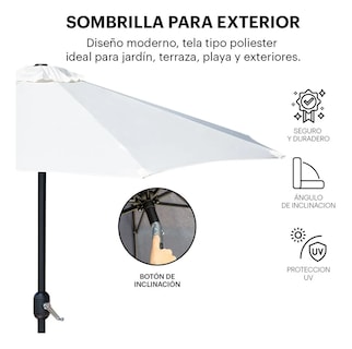 Foto 3 | Foto 3 | Sombrilla Lab.g De Jardín Exterior Plegable Inclinación Blanca