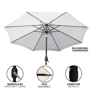 Foto 4 | Foto 4 | Sombrilla Lab.g De Jardín Exterior Plegable Inclinación Blanca