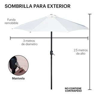 Foto 5 | Foto 5 | Sombrilla Lab.g De Jardín Exterior Plegable Inclinación Blanca