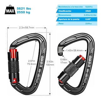 Foto 3 | Foto 3 | Mosqueton De Escalada Lab.g Para Cuerdas 5 Pzs Negro