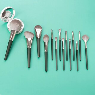 Foto 6 | Foto 6 | Juego De Brochas De Maquillaje Green Cloud 14 Piezas Con Bolsa De Cuero De Nailon - Venta Internacional.