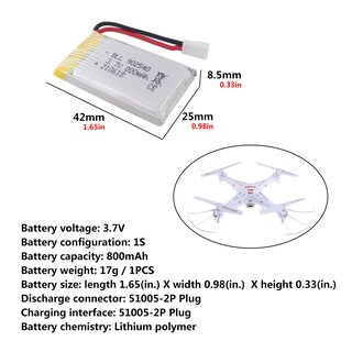 Foto 2 | Foto 2 | Batería De Litio De 3 7 V 800 Mah Con Cargador 5 En 1 Para Syma Drone - Venta Internacional.