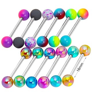 Foto 1 | Foto 1 | Anillos Para Lengua Pulabo 6 Unidades Acrílicos Colores Mezclados Acero 14g Para Mujer - Venta Internacional.