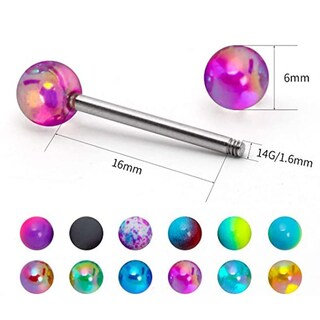 Foto 5 | Foto 5 | Anillos Para Lengua Pulabo 6 Unidades Acrílicos Colores Mezclados Acero 14g Para Mujer - Venta Internacional.