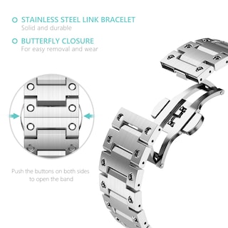 Foto 3 | Foto 3 | Correa Para Reloj Chanchy De Acero Inoxidable Para Apple Watch 49mm Plateada - Venta Internacional.