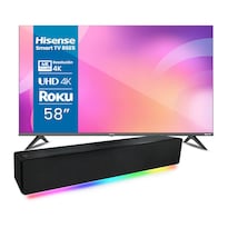 Pantalla Tv Hisense 58'' Smart Roku Tv 58r6e5 + Barra de Sonido