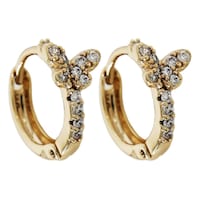 Aretes De Aro De Mariposa Con Cristales Cm-top Oro Laminado