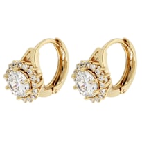 Aretes De Aro Cortos Con Cristales Cm-top De Oro Laminado