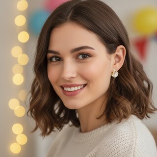 Foto 5 | Foto 5 | Aretes De Aro Cortos Con Cristales Cm-top De Oro Laminado