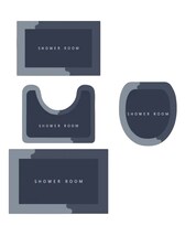 Tapetes para Baño Azul Antideslizantes 4 Piezas