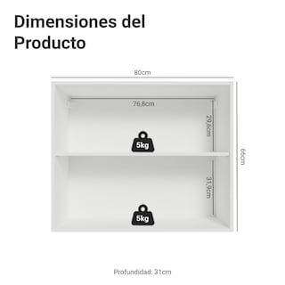 Foto 2 | Foto 2 | Alacena Gabinete Superior Cocina Madesa Vik 80cm Bv