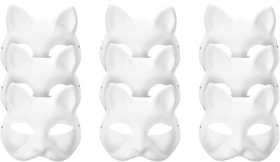 Foto 1 | Foto 1 | Máscaras De Gato En Blanco De Mask Masinies Para Pintar Tú Mismo En Una Fiesta De Halloween - Venta Internacional.