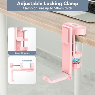 Foto 6 | Foto 6 | Soporte Giratorio Para Auriculares Kdd 3 En 1 Para Colocar Debajo Del Escritorio Color Rosa - Venta Internacional.