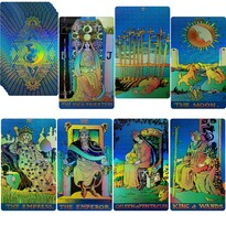 Cartas De Tarot Smoostart De Pvc Holográficas Azules Sin Borde Con Guía - Venta Internacional.