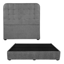 Cabecera Rogga Creta Color Gris Shadow + Base Cama King Size