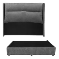 Cabecera Dicasa Becca Color Gris Shadow + Base Cama King Size