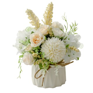 Foto 1 | Foto 1 | Set De Flores Artificiales Magicwolf Rose Hydrangea Con Jarrón Blanco - Venta Internacional.