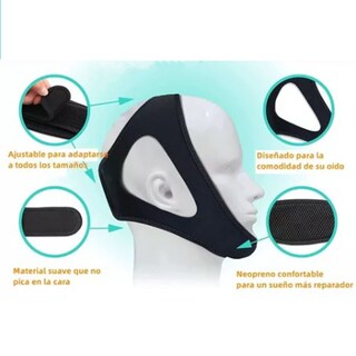 Foto 3 | Foto 3 | Correa Antironquidos Para La Barbilla Agatige Transpirable Negra Y Azul 2 Unidades - Venta Internacional.