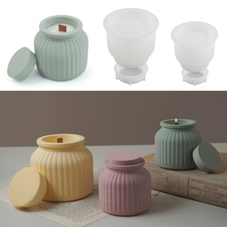 Foto 1 | Foto 1 | Molde De Hormigón De Silicona Para Tarro De Vela Con Tapas - Venta Internacional.
